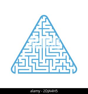 Triangular labyrinth with an input and an exit. Simple flat vector illustration isolated on white background Stock Vector