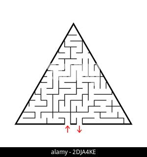 Triangular labyrinth with an input and an exit. Simple flat vector illustration isolated on white background Stock Vector