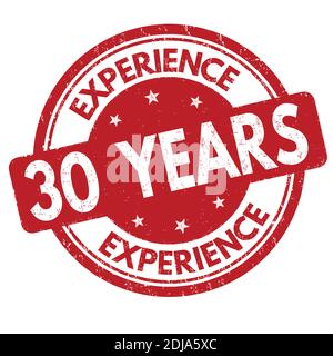 30 years experience sign or stamp on white background, vector illustration Stock Vector