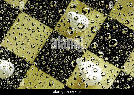 abstract selective focus background on chess theme. water bubbles multiple reflections. Stock Photo