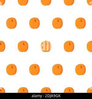 Whole apricot seamless pattern for textile design. Vector nature graphic background. Orange color. White backdrop. Botanical fruits print. Stock Vector