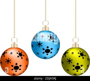 Green Christmas tree toy set isolated on white background. Stocking Christmas decorations. Vector object for christmas design, mockup. Vector realisti Stock Vector