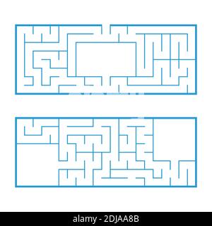 A set of two rectangular labyrinths. An interesting and useful game for preschoolers. Easy puzzle. Simple flat vector illustration isolated on white b Stock Vector