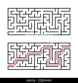 Rectangular labyrinth with a black stroke. A game for children. Simple ...