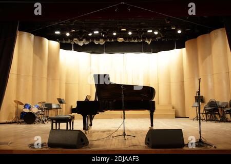 Details of grand piano on a stage Stock Photo