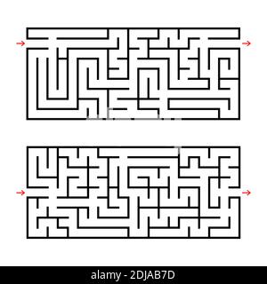 A set of two rectangular labyrinths. An interesting game for children. Simple flat vector illustration Stock Vector