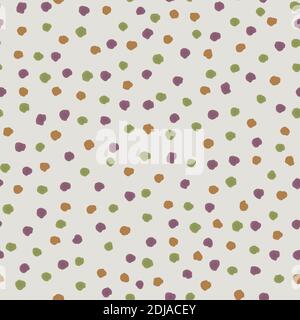 Seamless pattern in a variety of polka dots on a light grey background. Boho doodle style Stock Vector