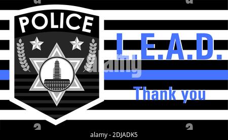 Law Enforcement Appreciation Day is celebrated in USA on January 9th each year. Police department badge, sheriff shield is shown. Flat vector with for Stock Vector