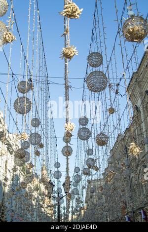 Light bulb decor in outdoor party Stock Photo