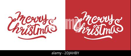 Merry christmas lettering. illustration in flat style Stock Photo