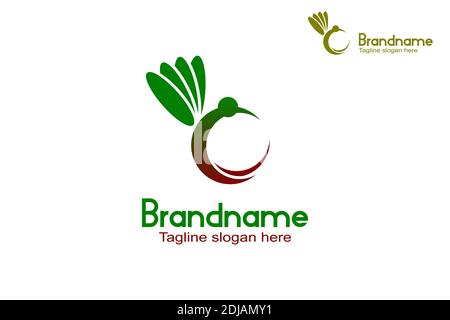 Hummingbird logo circle design. Modern elegant and creative flying bird logo illustration. Stock Vector