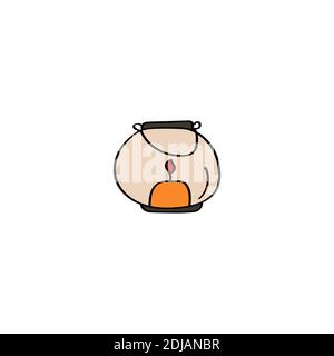 Candle in candlestick icon. Doodle hand drawn vector icon Stock Vector