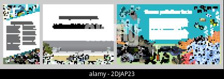 Set of vector template with different types of plastic garbage and chemical waste to the ocean. Ecology concept. Stock Vector