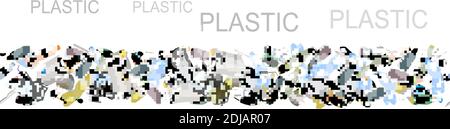 Seamless border with sorted plastic garbage isolated on white ...