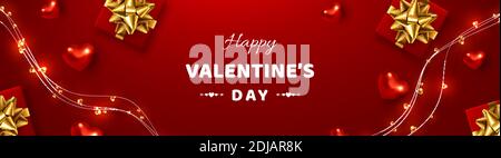 Valentines day horizontal banner. Stock Vector