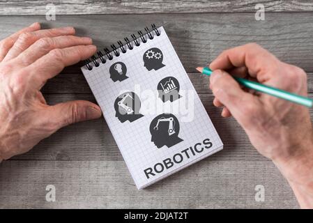 Robotics concept drawn on a notepad Stock Photo