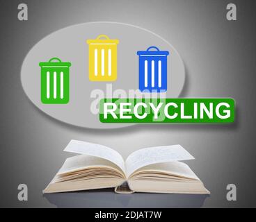 Recycling concept above an open book Stock Photo