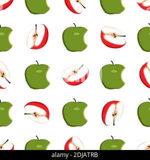 Illustration on theme big colored seamless apple, bright fruit pattern for seal. Fruit pattern consisting of beautiful seamless repeat apple. Simple c Stock Vector