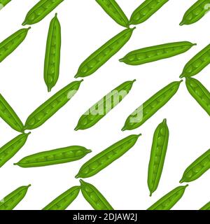Illustration on theme of bright pattern green peas, vegetable pod for seal. Vegetable pattern consisting of beautiful green peas, many light pod. Simp Stock Vector
