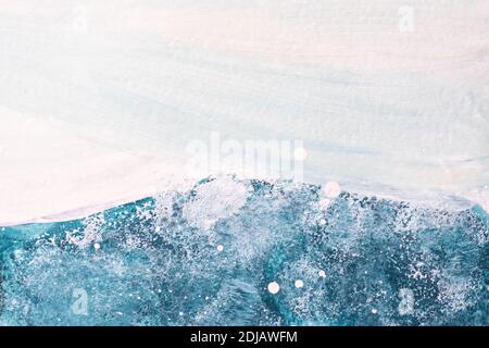 Abstract art background light blue and white colors. Watercolor painting on canvas with soft denim gradient. Fragment of artwork on paper with waves p Stock Photo