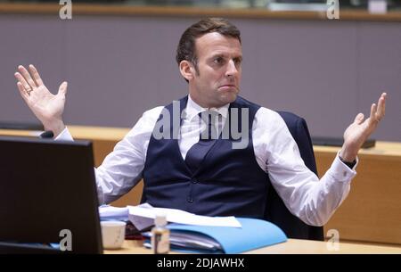 French President Emmanuel Macron attends the European Council on December 11, 2020 in Brussels, Belgium. Photo by Monasse T/ANDBZ/ABACAPRESS.COM