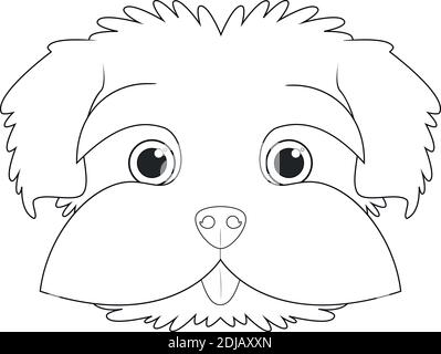 Maltesse dog easy coloring cartoon vector illustration. Isolated on white background Stock Vector