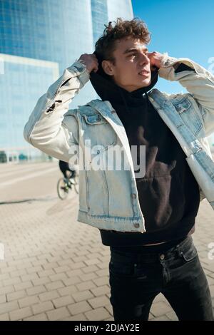 denim jacket w hoodie