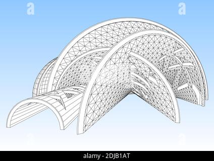 architecture vector background. abstract building against a blue sky Stock Vector