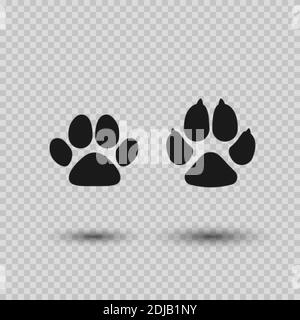 Cat and Dog Paw Print. Pets Paw Silhouette. Vector illustration Stock Vector