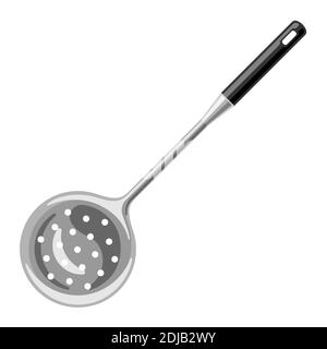 Illustration of steel cooking skimmer. Stock Vector