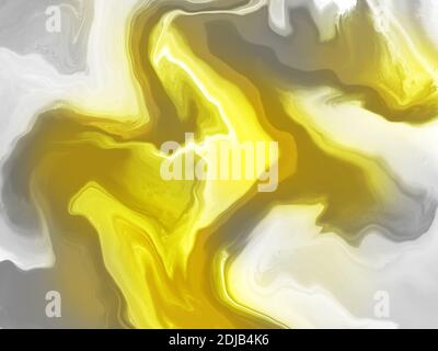 Fluid design background yellow grey color. Abstract painting artwork Stock Photo