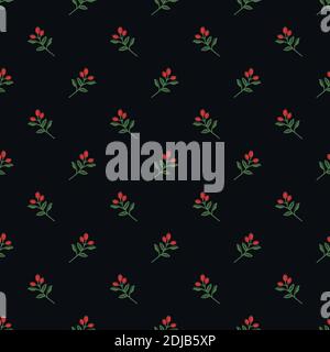 Seamless dogrose berries decorative pattern Stock Vector