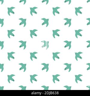 Seamless blue birds decorative pattern Stock Vector