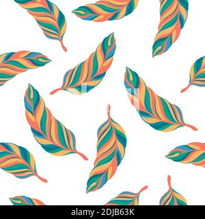 seamless pattern feathers on a white background. Stock Vector