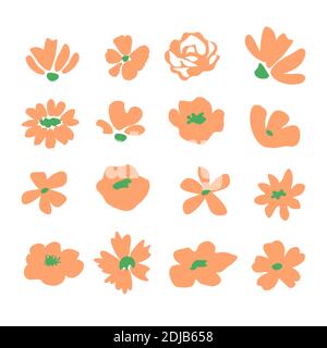 Isolated simple pink flowers set Stock Vector