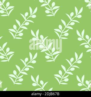 Seamless olives branches vector pattern Stock Vector