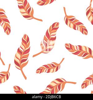 seamless pattern feathers on a white background. Stock Vector