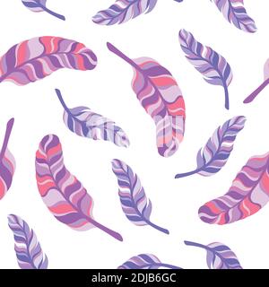 seamless pattern colorful feathers on white background. Stock Vector