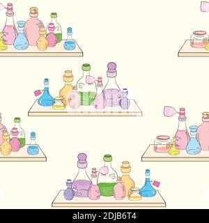 seamless pattern glass jars on the shelf Stock Vector
