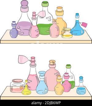 glass jars on the shelf on white background. Stock Vector