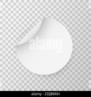 Circle adhesive mockup. Round stickers. Vector circular sticker set. Realistic 3D blanck white label template Stock Vector