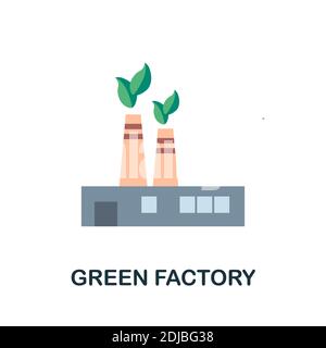 Green Factory flat icon. Simple element from save the world collection. Creative Green Factory icon for web design, templates, infographics and more Stock Vector