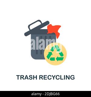 Trash Recycling flat icon. Simple element from save the world collection. Creative Trash Recycling icon for web design, templates, infographics and Stock Vector