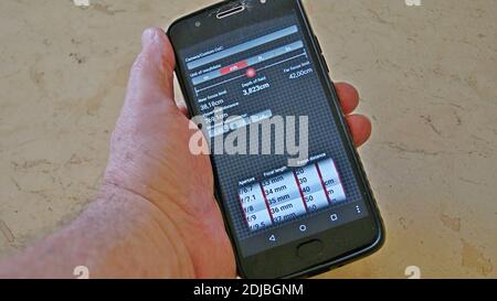Mobile application to know depth of field in photography widely used for focal and hyperfocal distance Stock Photo