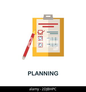 Planning flat icon. Color simple element from stem education collection. Creative Planning icon for web design, templates, infographics and more Stock Vector