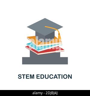 Stem Education flat icon. Colored filled simple Stem Education icon for templates, web design and infographics Stock Vector