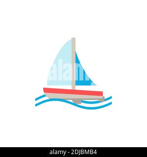 Sailboat flat icon. Color simple element from summer tourism collection. Creative Sailboat icon for web design, templates, infographics and more Stock Vector