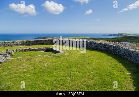 Knockdrum hill-top circular stone fort, County Cork, Ireland Stock Photo