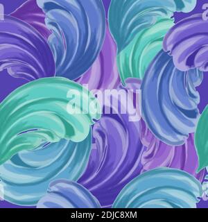 Seamless pattern with blue and purple and pink waves shapes Stock Vector