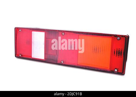 back light, car tail light, multi-section truck tail light, auto part, car detail white background close-up Stock Photo